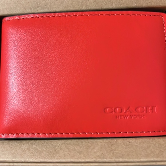 New COACH 3IN1 WLLT BOX SIG CL QB/KHAKI/MIAMI RED MULTI wallet gift box new box - Picture 2 of 9